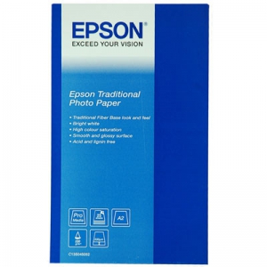 Фотобумага Epson глянцевая, высокоплотная Traditional Photo Paper, А2, 330гр/м2, 420мм х 594мм, 25 листов  (C13S045052)