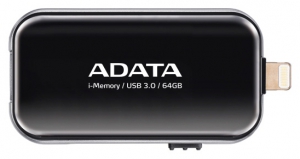 Флеш накопитель 64GB A-DATA i-Memory Elite UE710, USB 3.0/Lightning, Черный (AUE710-64G-CBK)