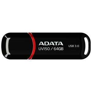 Флеш накопитель 64GB A-DATA UV150, USB 3.0, Черный (AUV150-64G-RBK)