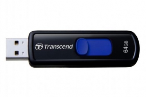 Флеш накопитель 64GB Transcend JetFlash 500, USB 2.0, Черный/Синий (TS64GJF500)