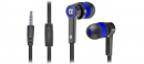Гарнитура для смартфонов Defender Pulse 420 / кнопка ответа на кабеле / плоский кабель / черный + синий / 1,2м. (63423)