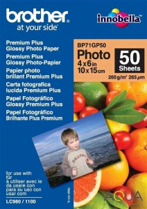 Фотобумага Brother глянцевая, Premium Plus Glossy Photo Paper, А6, 260гр/м2, 10см х 15см, 50 листов (BP71GP50)
