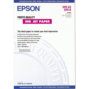 Фотобумага Epson матовая, ультрагладкая Photo Quality Ink Jet Paper,  А3+, 102гр/м2, 329мм х 483мм, 100 листов  (C13S041069)