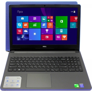 Ноутбук Dell Inspiron 5558 15.6 1366x768, Intel Core i3-4005U 1.7GHz, 4Gb, 500Gb, DVD-RW, WiFi, BT, Win10, Soft touch Palmrest, голубой