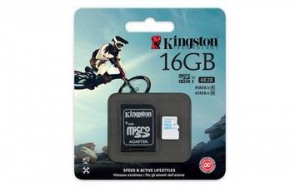 Флеш карта microSD 16GB Kingston microSDHC Class 10 UHS-I U3 for Action Cameras (SD адаптер) 90MB/s (SDCAC/16GB)