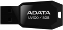 Флеш накопитель 8GB A-DATA UV100, USB 2.0, Черный (AUV100-8G-RBK)