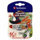 Флеш накопитель 16GB Verbatim Mini Tattoo Edition, USB 2.0, Феникс (49887)