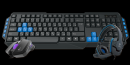 Игровой комплект клавиатура, мышь и гарнитура Gamdias Combo POSEIDON E1 RGB подсветка, 5 кнопок, 3200 DPI, USB (GM-GKS100E1)